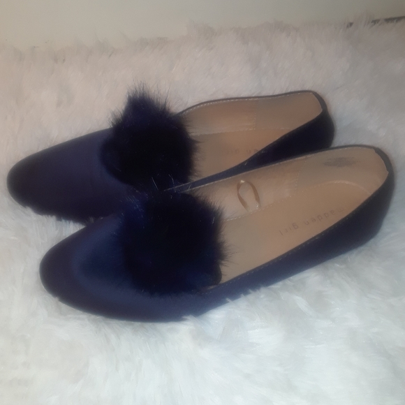 Madden Girl Shoes - Madden girl navy blue pom pom Flats